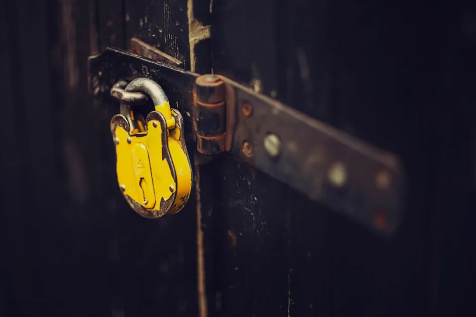 a close up of a lock on a door